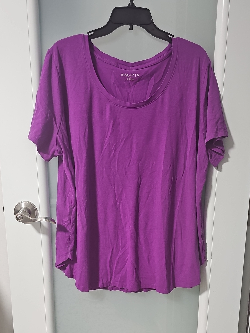 Ava & Viv Vibrant Purple Scoop Neck Short Sleeve Top